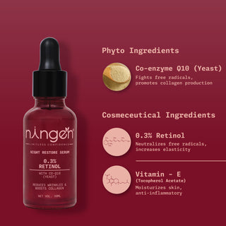 Night Restore Serum - 0.3% Retinol - Co-enzyme Q10 (30 ml) - Ningen Skin Sciences Pvt. Ltd.